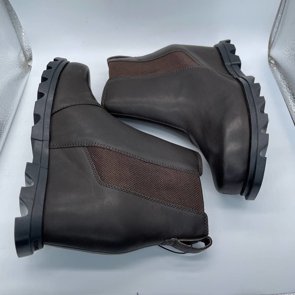 Sorel Joan of Arctic Wedge III Chelsea Womens Size 8.5 Brown Leather Boots New - Picture 10 of 13